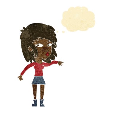 serin düşünce balonu ile oynarken çizgi film kadın