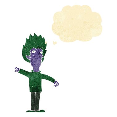 Düşünce baloncuğu olan vampir adam.