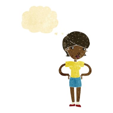 el HIPS düşünce balonu ile kadınla çizgi film