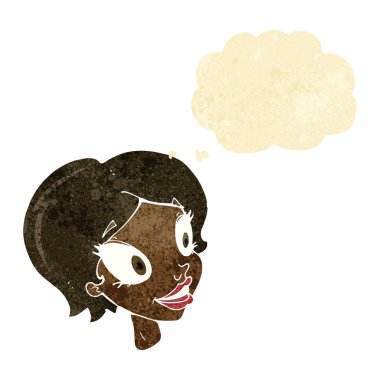 çizgi film oldukça kadın yüzü düşünce balonu ile