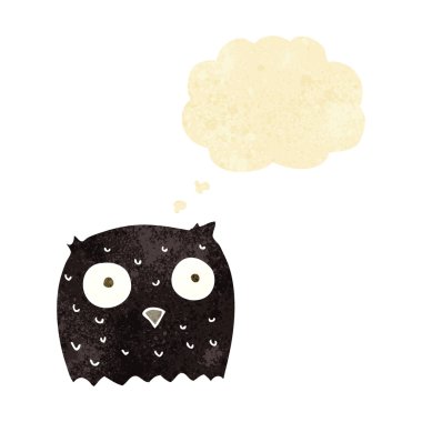 Düşünce baloncuklu çizgi film baykuşu