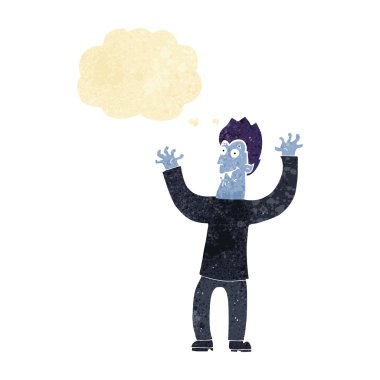 Düşünce baloncuklu cadılar bayramı vampiri çizgi filmi