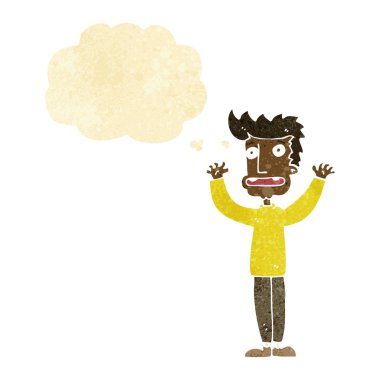 Çizgi film adamı düşünce baloncuğu ile strese soktu