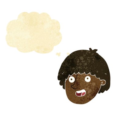 çizgi film mutlu erkek yüzü ile düşünce kabarcığı