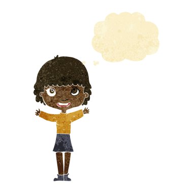 düşünce balonu ile sallayarak çizgi film kadın