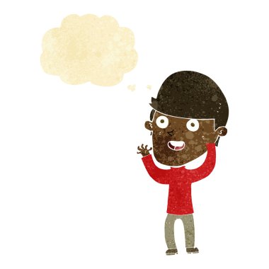 çizgi film mutlu adam düşünce baloncuğu ile