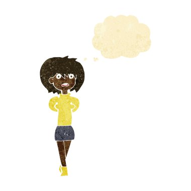 düşünce balonu ile şok kadın karikatür