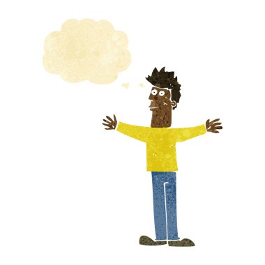 çizgi film mutlu adam düşünce baloncuğu ile