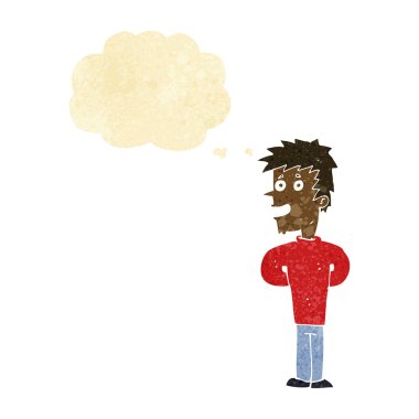 çizgi film mutlu adam düşünce baloncuğu ile