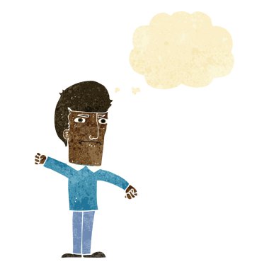 Düşünce baloncuğu olan kızgın bir adam.