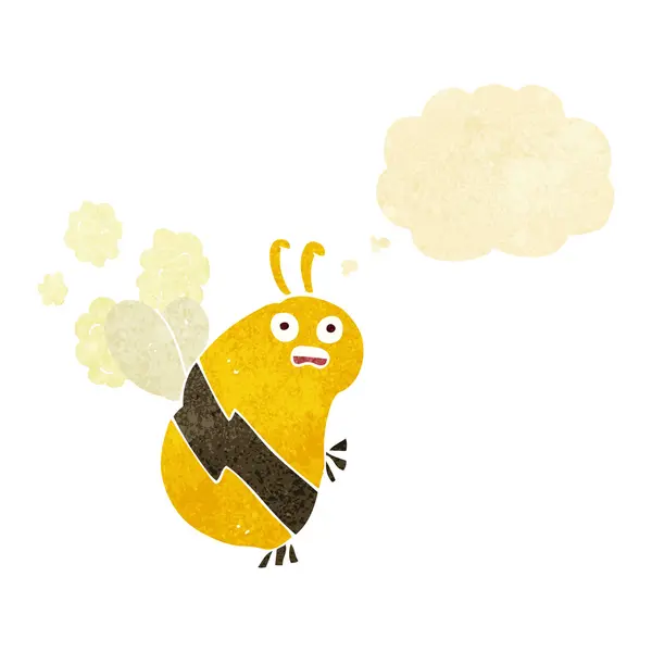 Divertida abeja de dibujos animados con burbuja de pensamiento — Archivo Imágenes Vectoriales