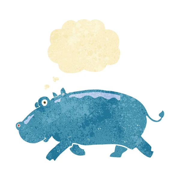 Cartoon hippopotamus with thought bubble — Stock Vector
