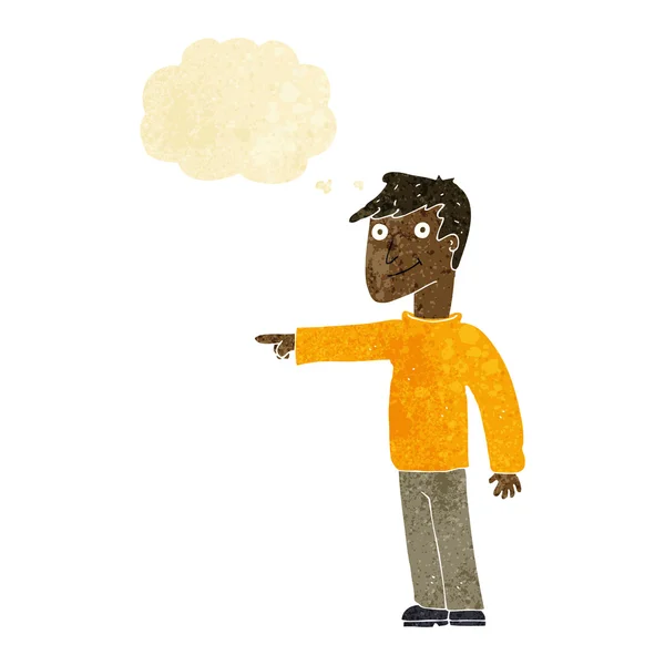 Hombre de dibujos animados apuntando con burbuja de pensamiento — Archivo Imágenes Vectoriales