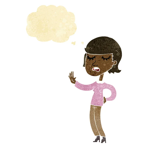 Femme dessin animé ignorant avec bulle de pensée — Image vectorielle