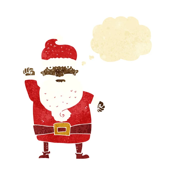 Desenho animado irritado santa claus com bolha de pensamento —  Vetores de Stock