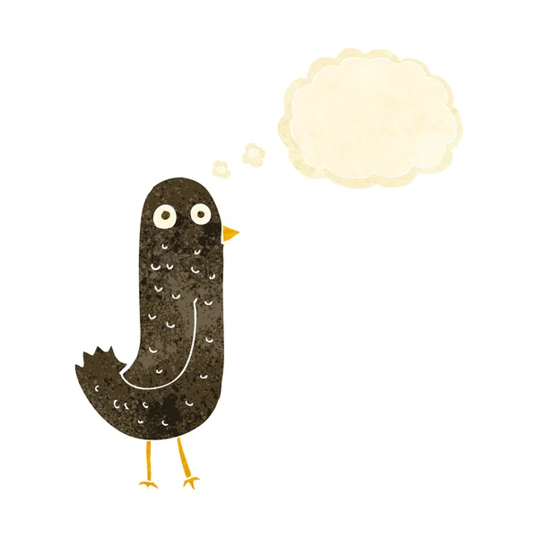 Lustiger Cartoon-Vogel mit Gedankenblase — Stockvektor