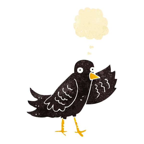 Κινουμένων σχεδίων κουνώντας πουλί με φούσκα σκέψης — Διανυσματικό Αρχείο