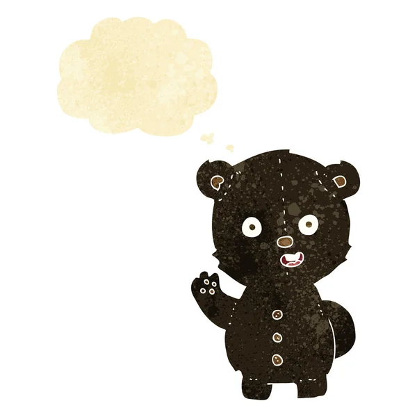 Lucu kartun beruang hitam dengan pikiran gelembung - Stok Vektor