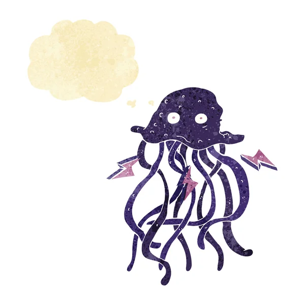 Cartoon octopus met gedachte zeepbel — Stockvector