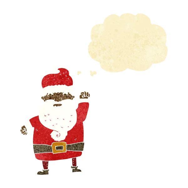 Cartoon angry santa claus with thought bubble — Stock Vector
