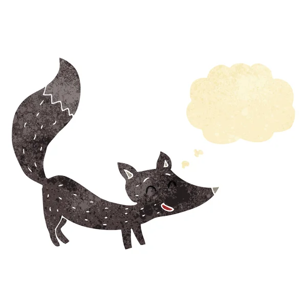 Desenho animado filhote de lobo com bolha de pensamento — Vetor de Stock