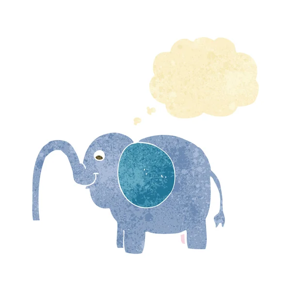 Elefante de dibujos animados chorreando agua con burbuja de pensamiento — Archivo Imágenes Vectoriales