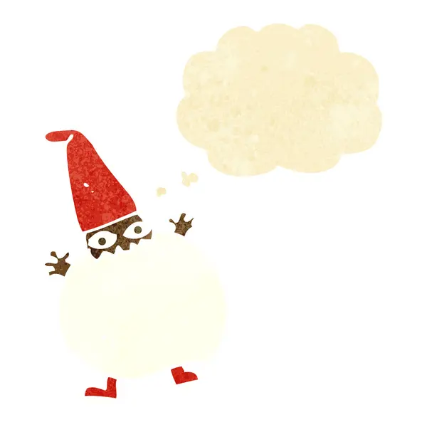 Cartoon tiny santa with thought bubble — Stock Vector