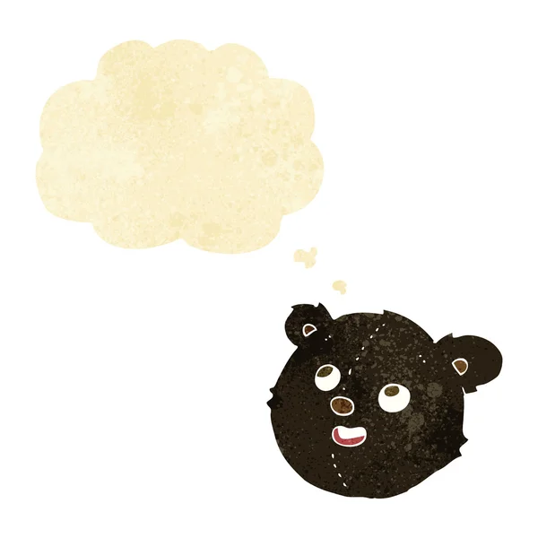 Cartone animato faccia orso nero con bolla di pensiero — Vettoriale Stock