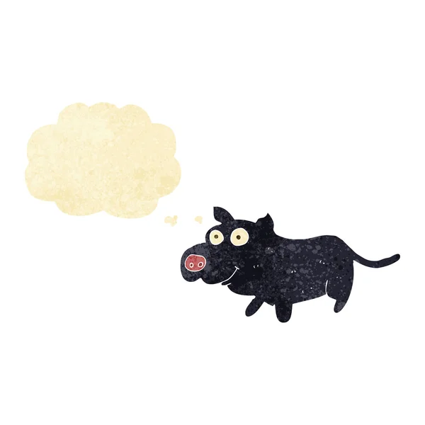Dibujos animados perro feliz con burbuja de pensamiento — Vector de stock