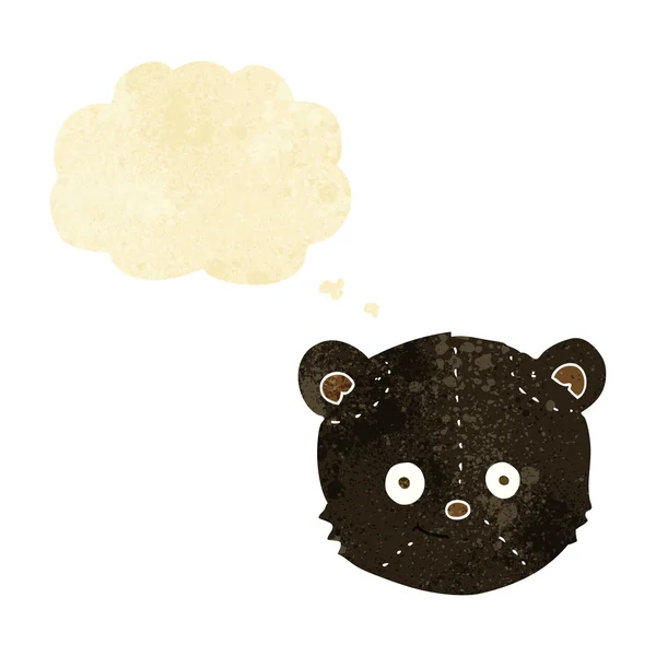 Kepala beruang hitam kartun dengan pikiran gelembung - Stok Vektor