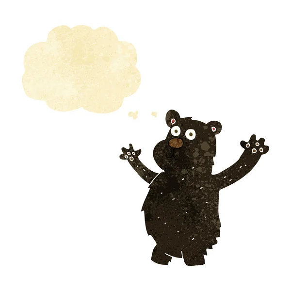 Tecknade roliga svart Björn med tankebubbla — Stock vektor