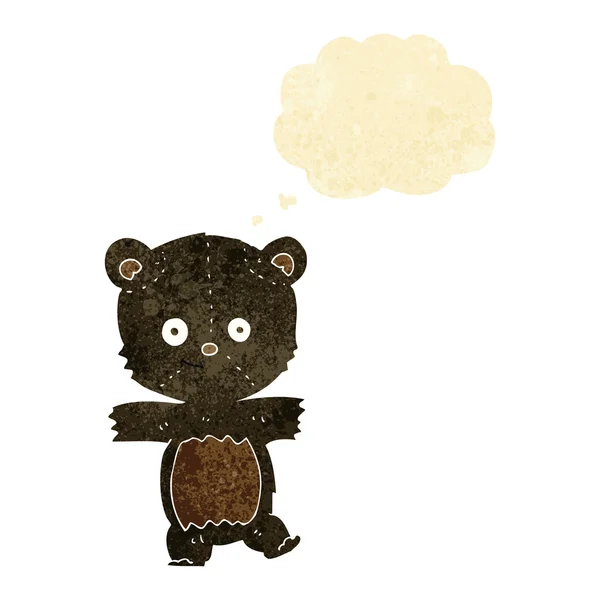 Desenho animado bonito urso preto com bolha de pensamento —  Vetores de Stock