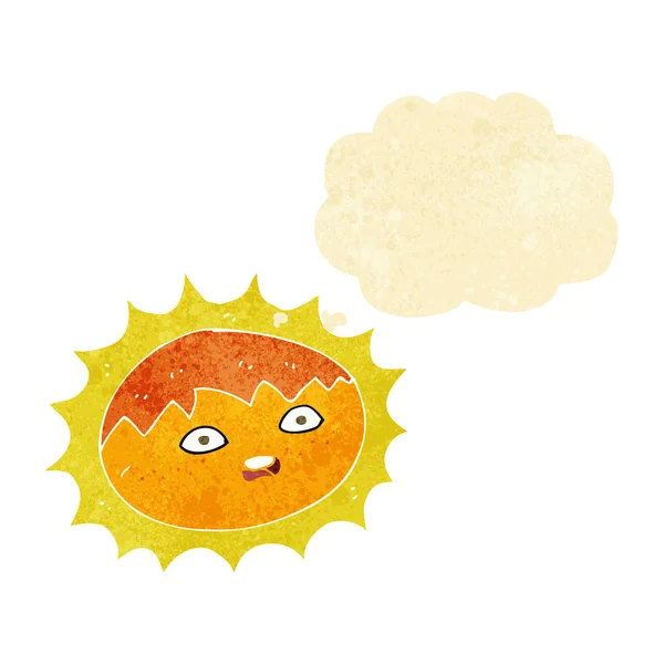 Dibujos animados sol con burbuja de pensamiento — Vector de stock