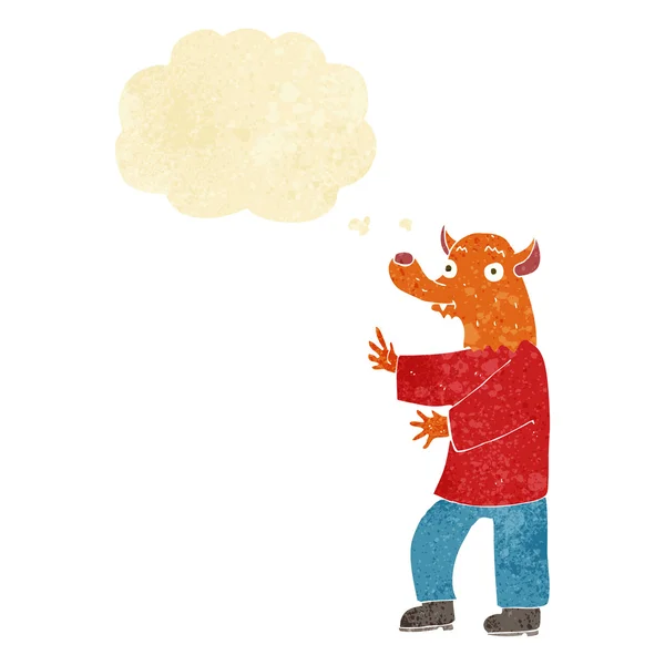Cartoon vos met gedachte zeepbel — Stockvector