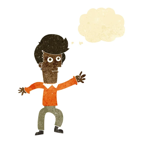 Hombre de dibujos animados ondeando con burbuja de pensamiento — Archivo Imágenes Vectoriales