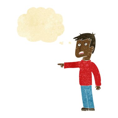 Düşünce baloncuğu olan bir adam.