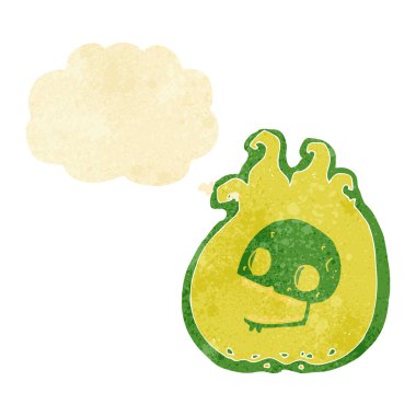 Cadılar Bayramı alev sınır düşünce balonu ile çizgi film