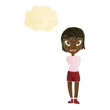 Düşünce baloncuklu güzel kız.