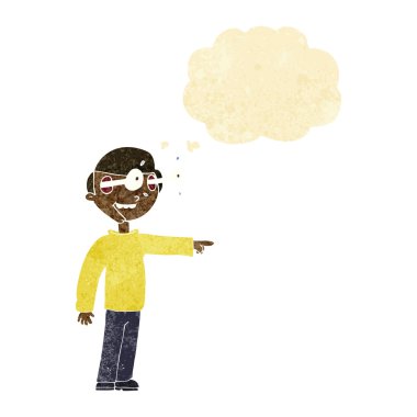 Düşünce baloncuğu olan çizgi film adamı