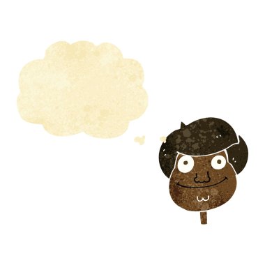 mutlu düşünce balonu ile yüzünü çizgi film