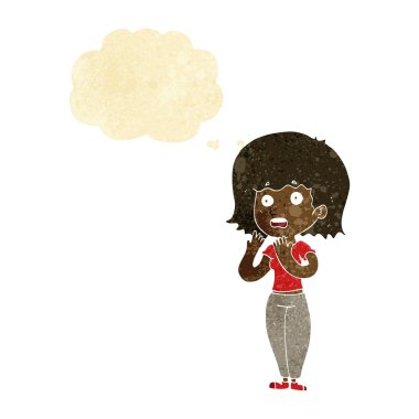 düşünce balonu ile şok kadın karikatür