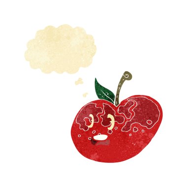 Düşünce baloncuklu çizgi film elması
