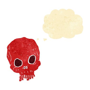 Düşünce baloncuklu ürkütücü kafatası