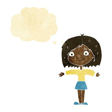 Düşünce balonlu mutlu kız çizgi filmi