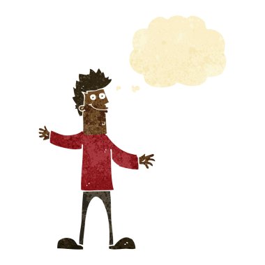 çizgi film mutlu adam düşünce baloncuğu ile