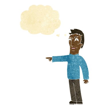 çizgi film kızgın adam düşünce kabarcığını işaret ediyor