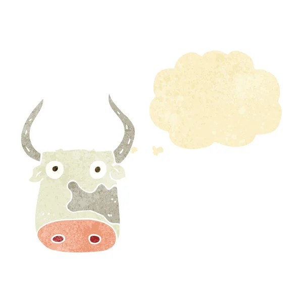 Cartone animato mucca con bolla di pensiero — Vettoriale Stock