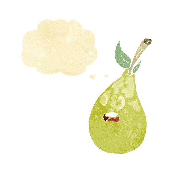 Cartoon pear with thought bubble — Stock Vector