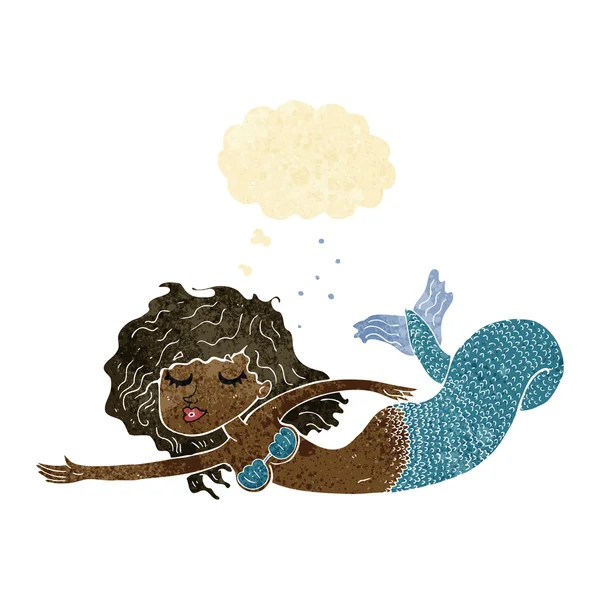 Sirena de dibujos animados con burbuja de pensamiento — Archivo Imágenes Vectoriales