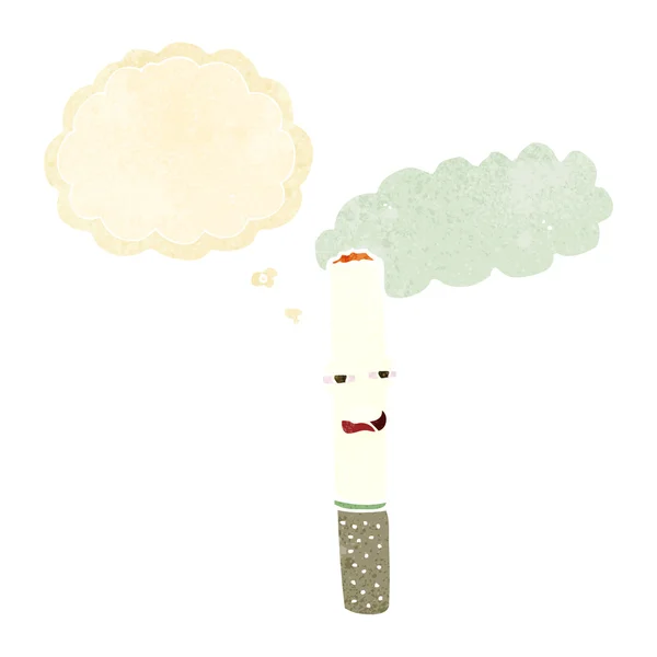 Cartoon happy cigarette with thought bubble — Stock Vector